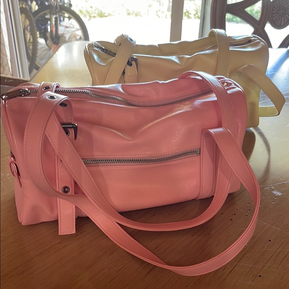 Pink & yellow Leather Women's Bags